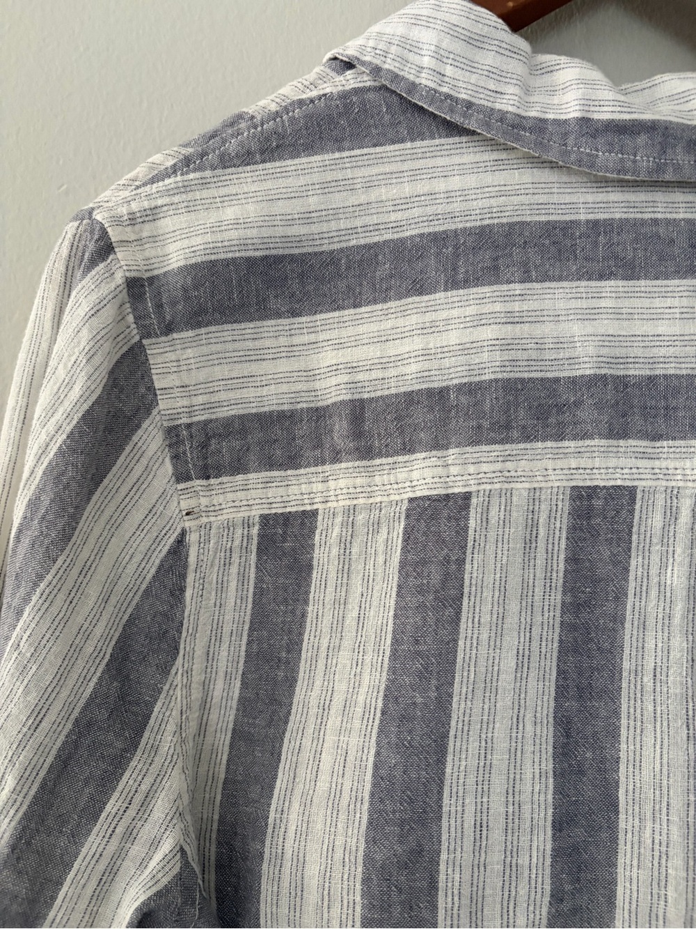 Linen Cotton Tunic Blouse Top Striped White Grey Breathable by BeachLunchLounge - Picture 8 of 17